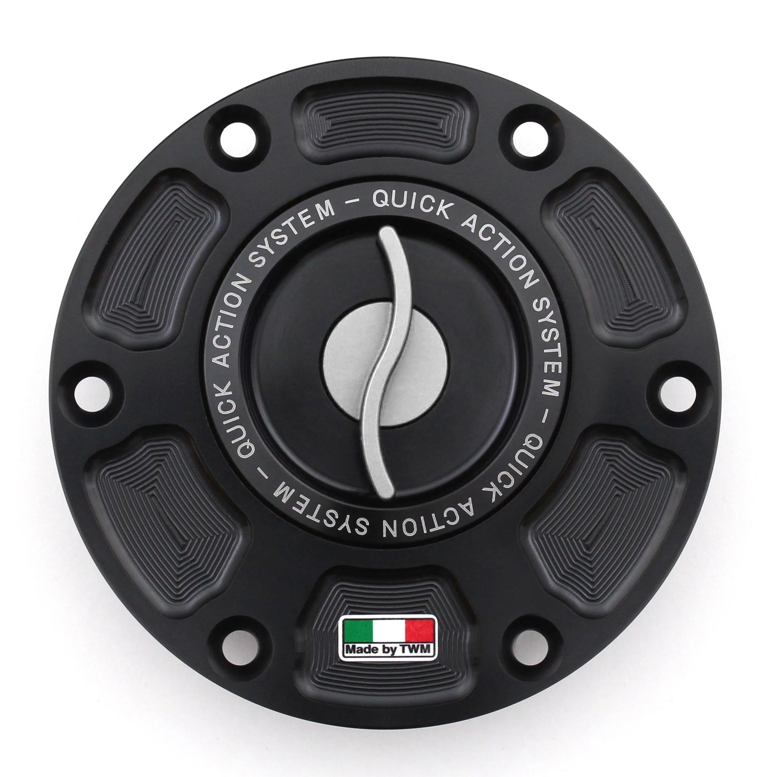 TWM CNC Aluminum Gas Cap / Fuel Cap with Silver Center Cap for Aprilia Motorcycles