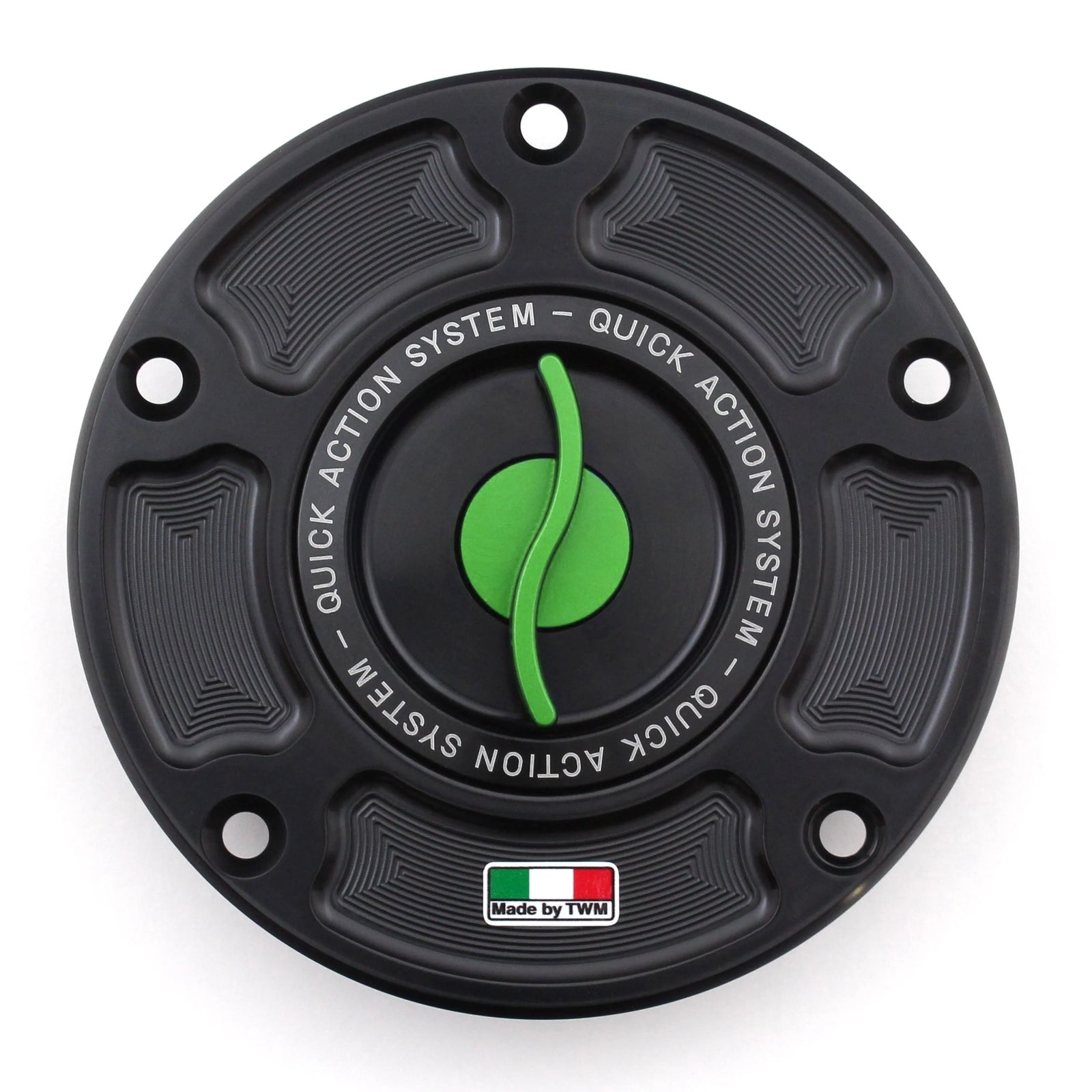 TWM CNC Aluminum Gas Cap / Fuel Cap with Green Center Cap for KTM Motorcycles