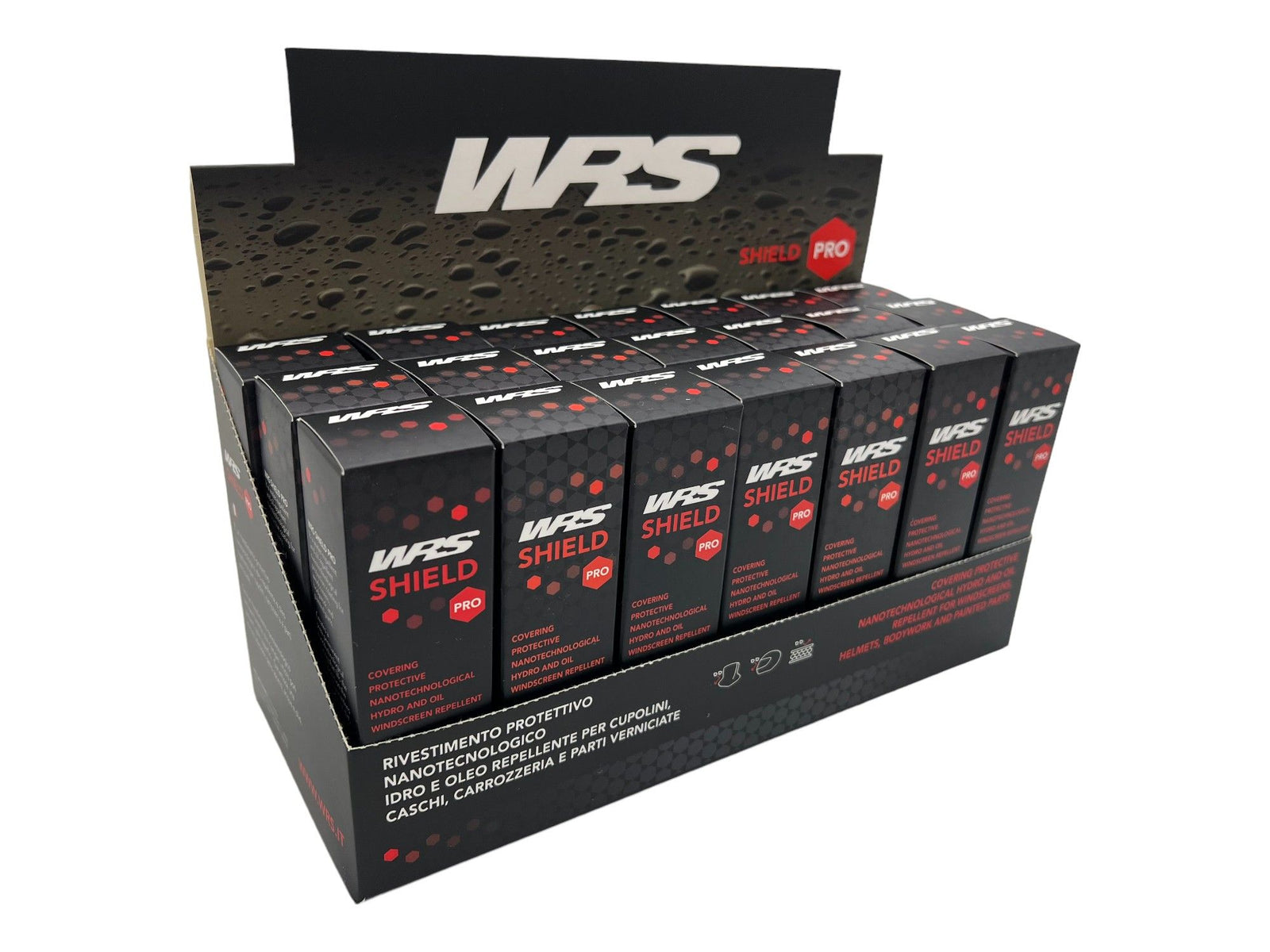 WRS SHIELD 2.0 NANOTECH PROTECTION FOR WINDSCREENS AND VISORS DISPLAY BOX 21 PIECES