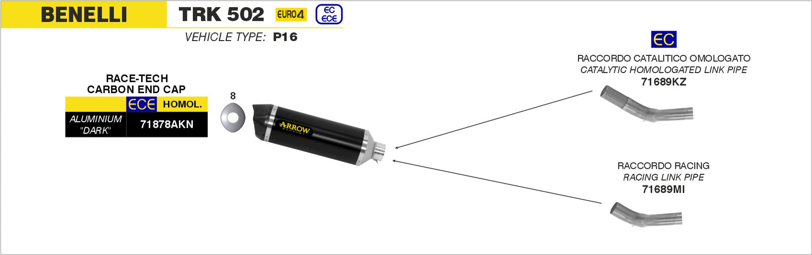 Arrow 71878AKN Race-Tech Aluminium Dark Slip On With Carbon End Cap