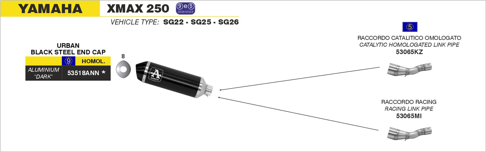 Arrow 53065MI Racing Header For Urban Exhaust