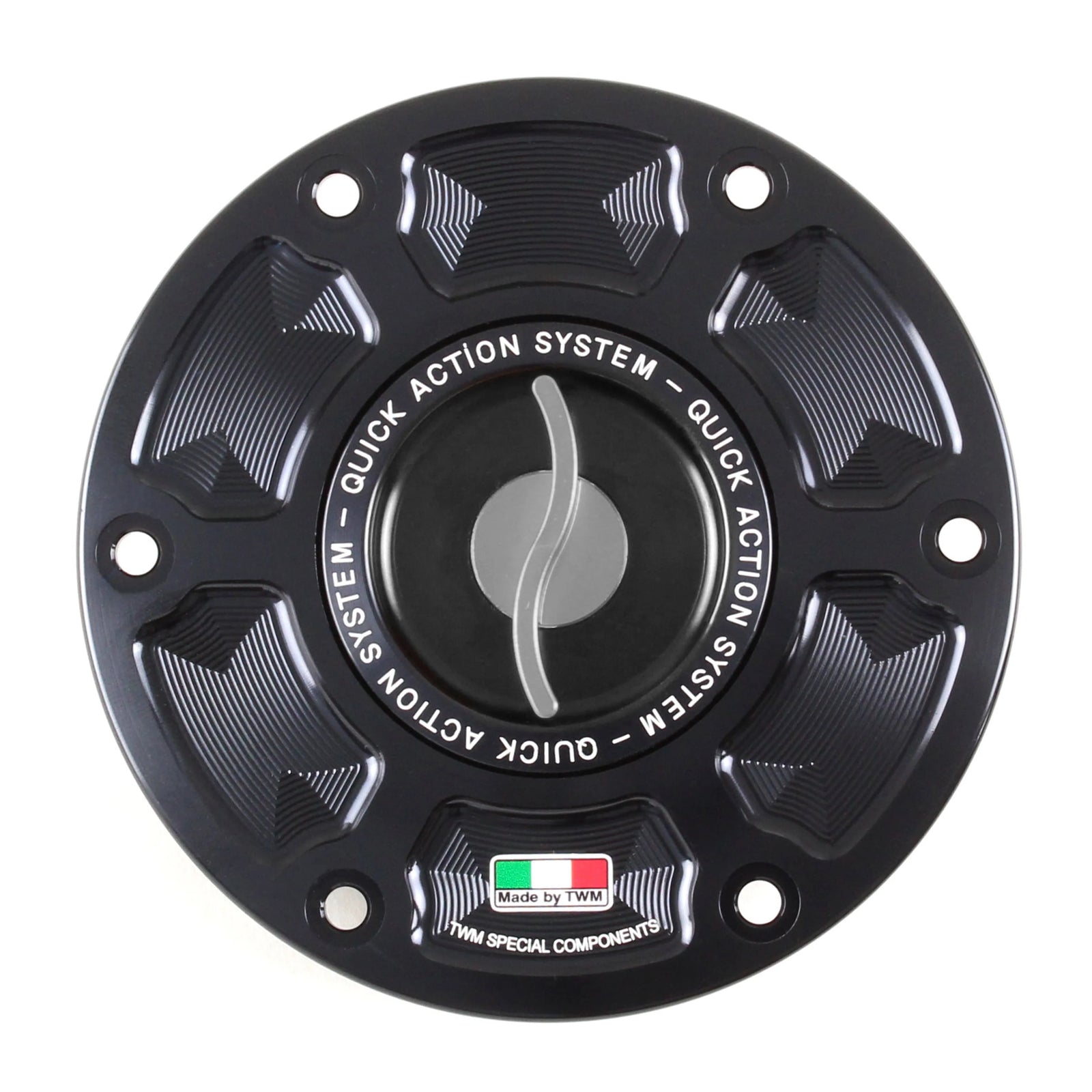 TWM CNC Aluminum Gas Cap / Fuel Cap with Silver Center Cap for Ducati Motorcycles