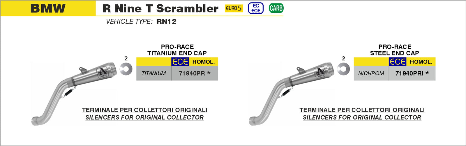 Arrow 71940PR Pro-Race Titanium Slip Ons Kit