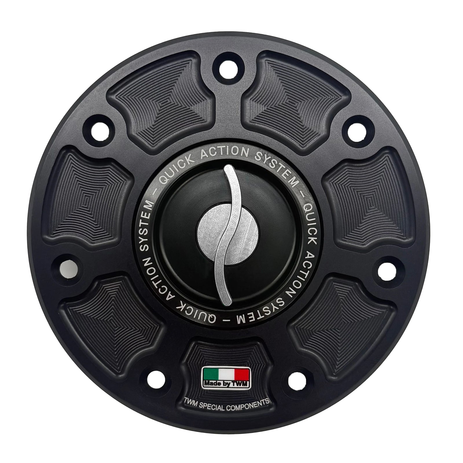 TWM CNC Aluminum Gas Cap / Fuel Cap with Silver Center Cap for Kawasaki Motorcycles