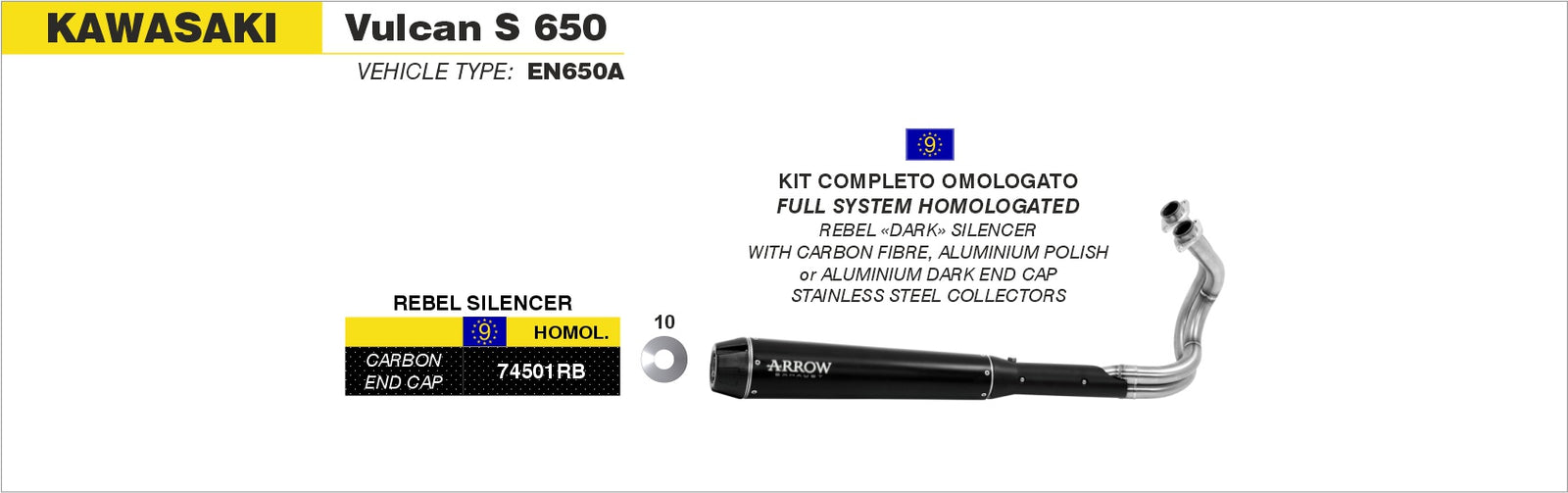 Arrow 74501RB Full System Rebel With Carbon Fiber Rear End Cap