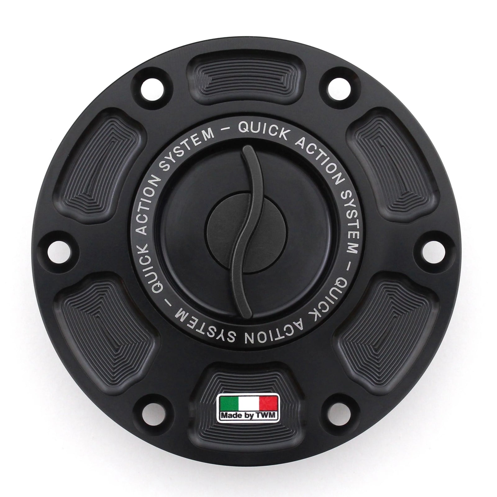 TWM CNC Aluminum Gas Cap / Fuel Cap with Black Center Cap for Aprilia Motorcycles