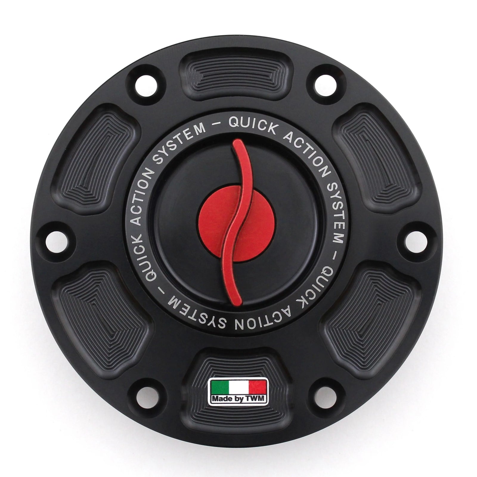 TWM CNC Aluminum Gas Cap / Fuel Cap with Red Center Cap for Aprilia Motorcycles