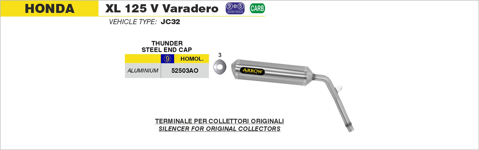 Arrow 52503AO Off-Road Thunder Aluminium Slip On Homologated