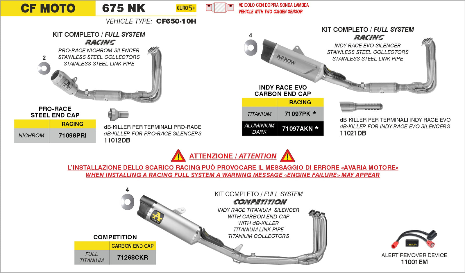 Arrow 71097AKN Full System Racing With Indy Race EVO Aluminium Dark Slip Ons