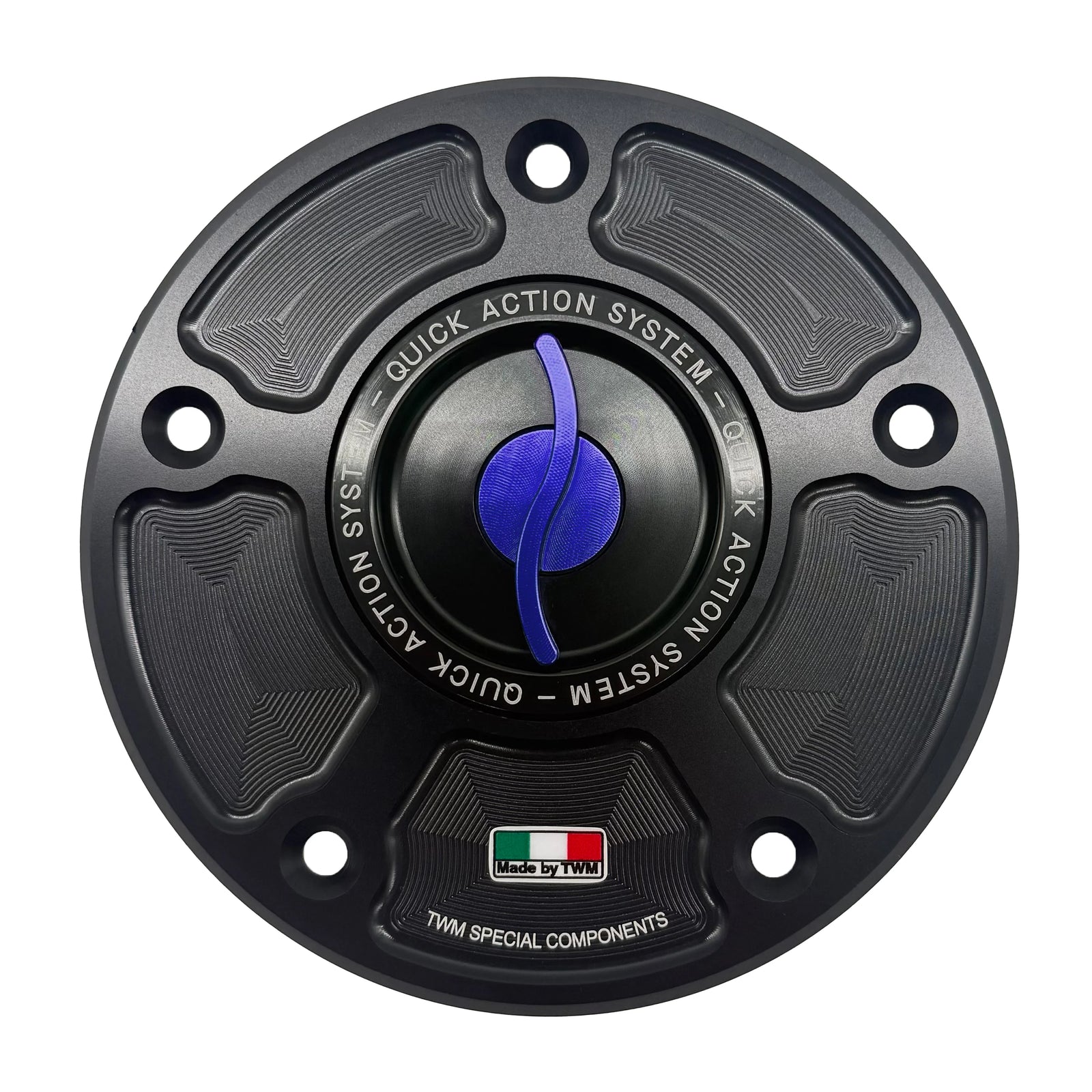 TWM CNC Aluminum Gas Cap / Fuel Cap with Blue Center Cap for Kawasaki Motorcycles