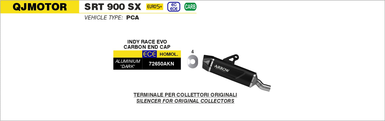 Arrow 72650AKN Indy Race EVO Aluminium Dark Slip On With Carbon End Cap
