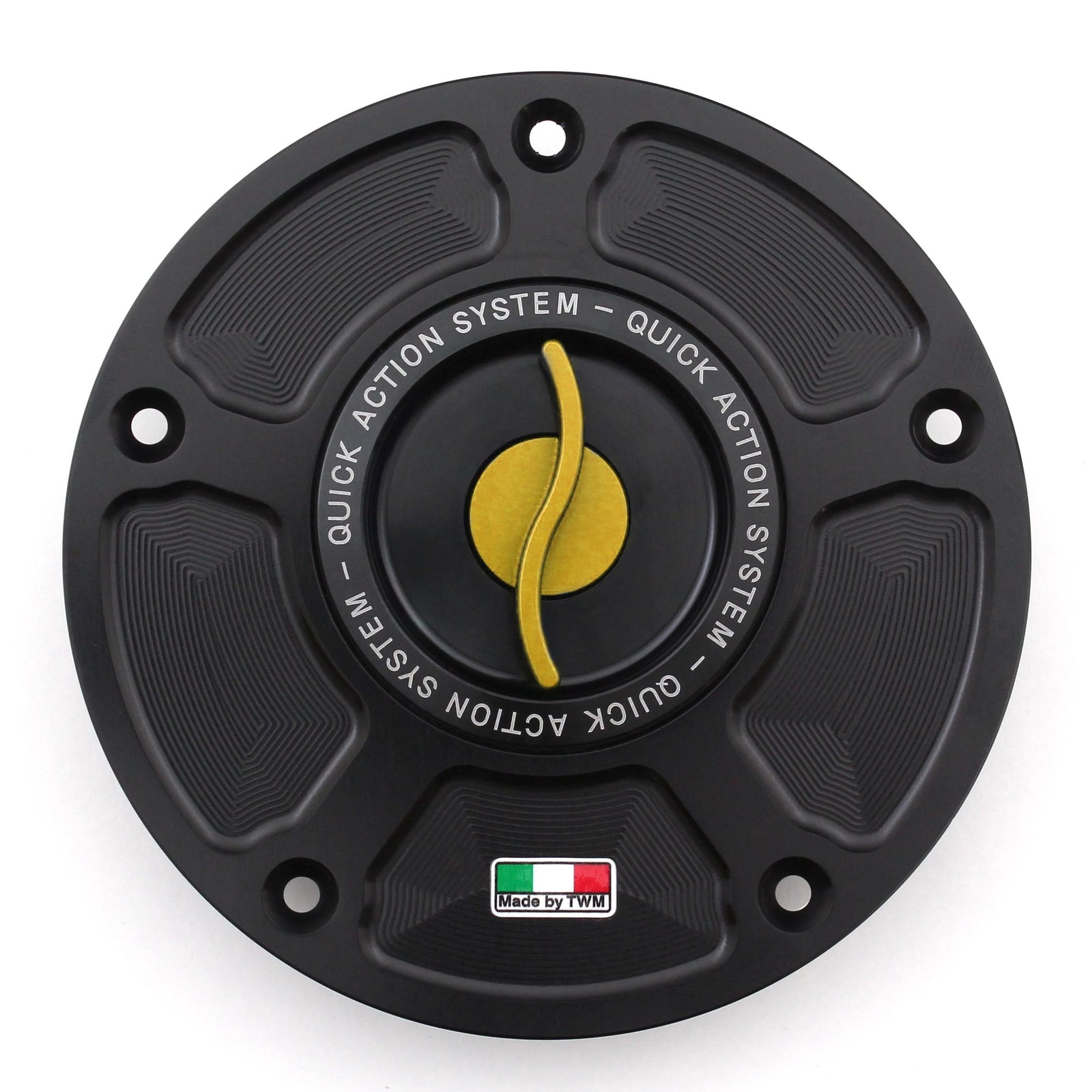 TWM CNC Aluminum Gas Cap / Fuel Cap with Gold Center Cap for Ducati Motorcycles