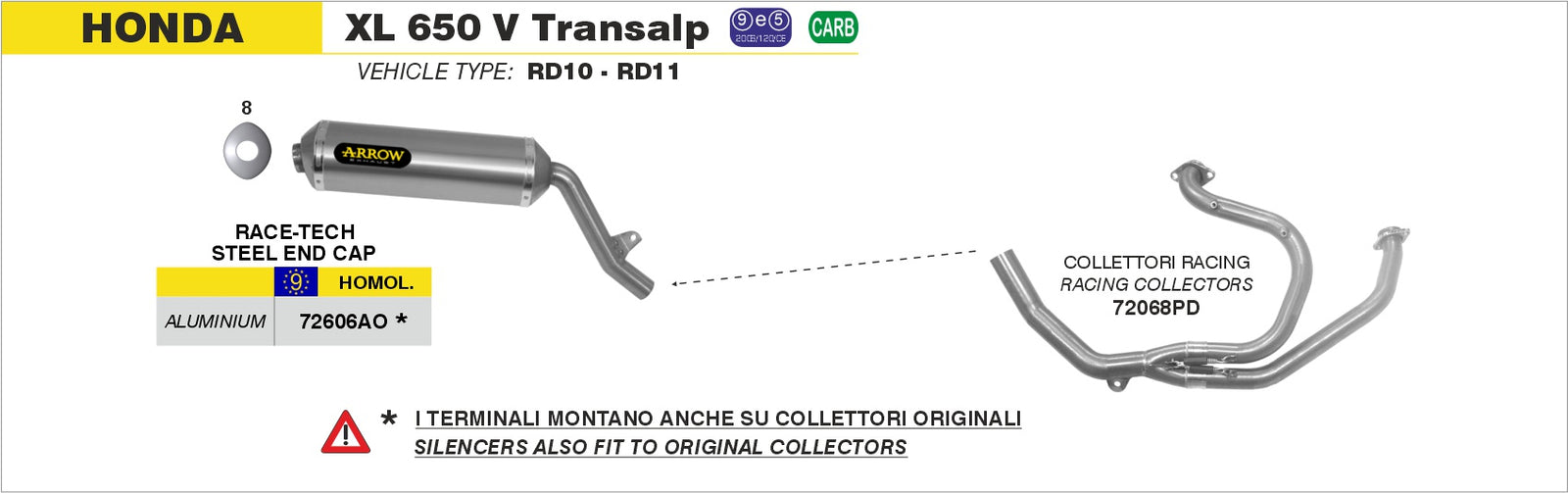 Arrow 72606AO Race-Tech Approved Aluminium Slip On