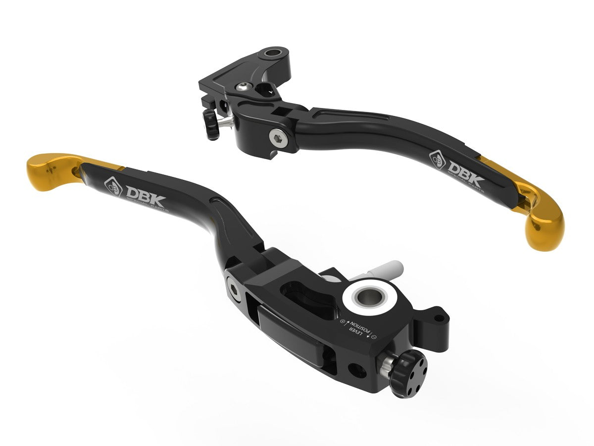 Ducabike DBK EVO Adjustable Brake & Clutch Lever Kit For Aprilia - Black / Gold