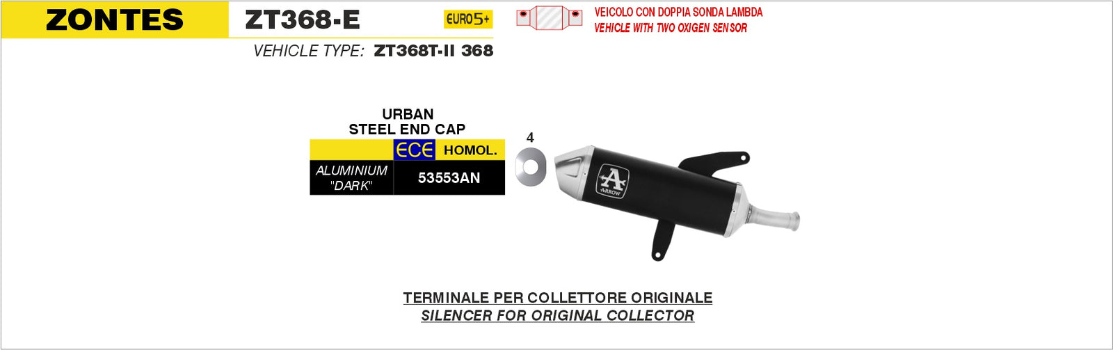 Arrow 53553AN Urban Aluminium "Dark" Slip On With Steel End Cap