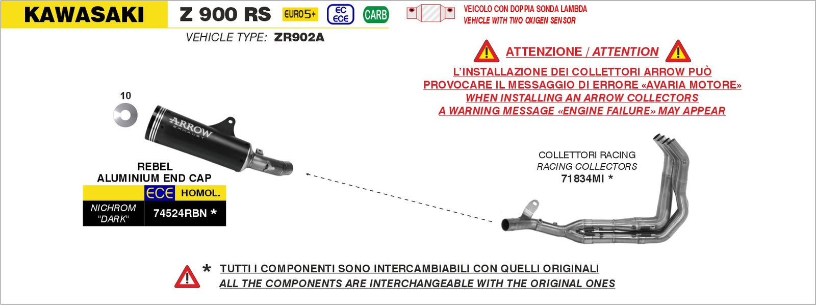 Arrow 74524RBN Rebel Slip On With Aluminium "Dark" End Cap