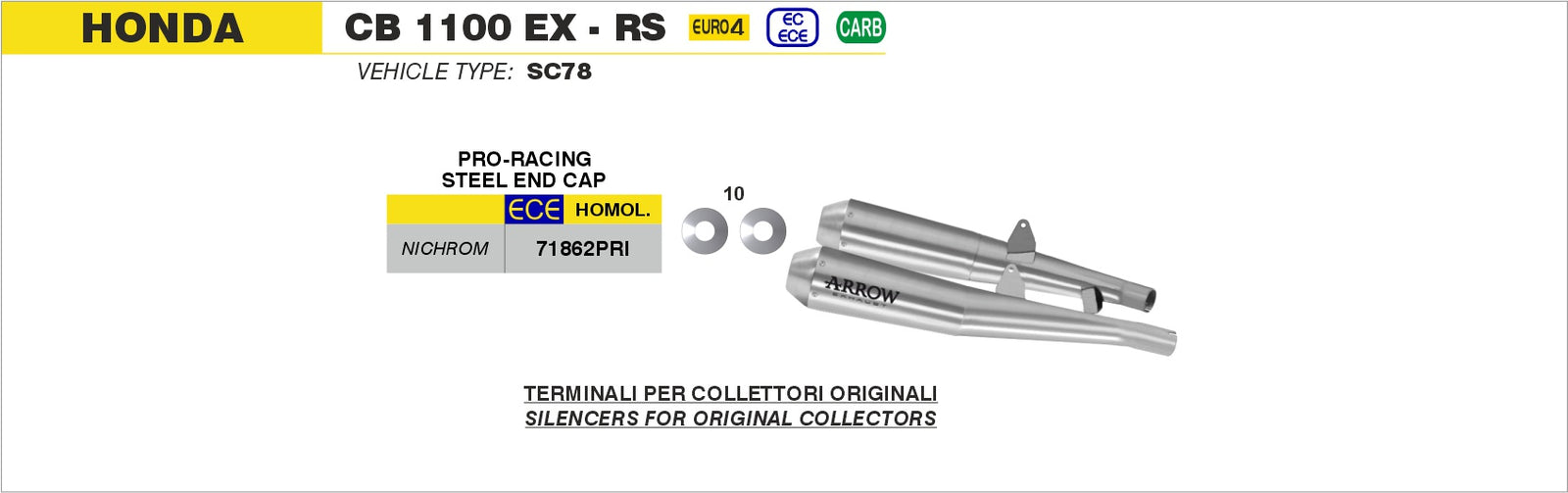 Arrow 71862PRI Nichrom Pro-Racing Slip Ons (Right & Left)