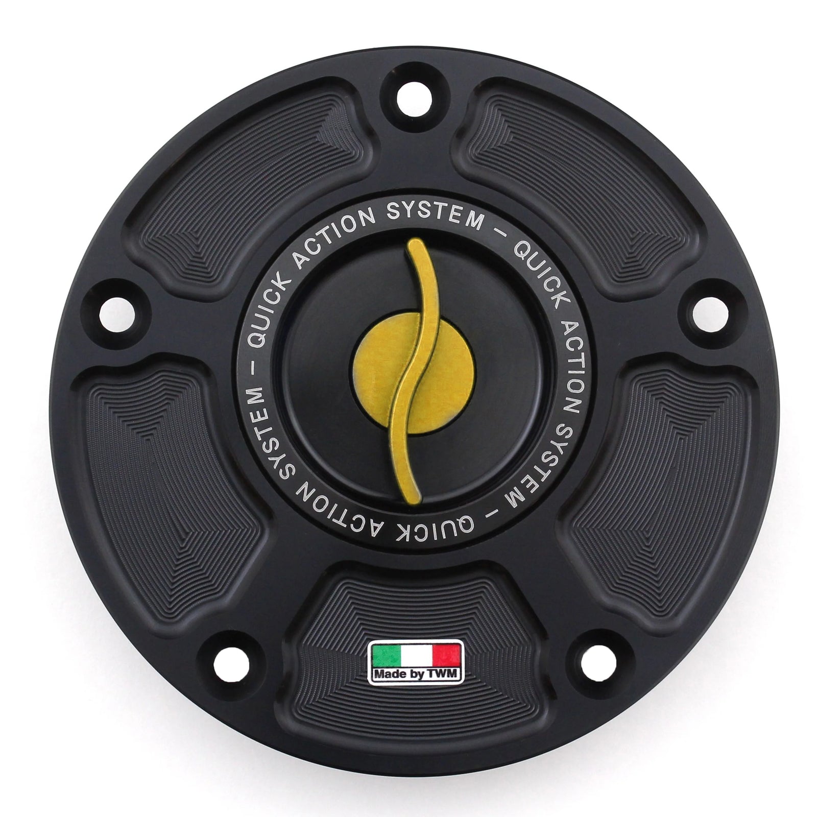 TWM CNC Aluminum Gas Cap / Fuel Cap with Gold Center Cap for Kawasaki Motorcycles