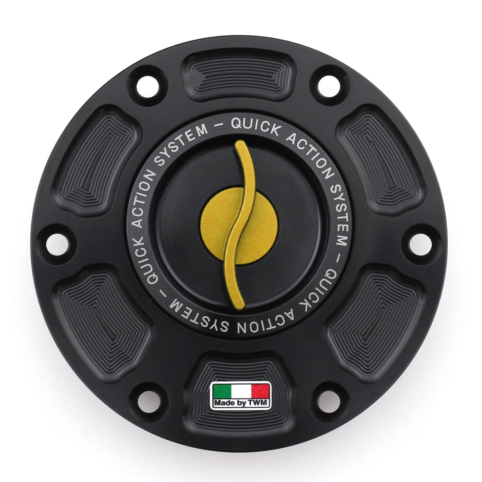 TWM CNC Aluminum Gas Cap / Fuel Cap with Gold Center Cap for Aprilia Motorcycles