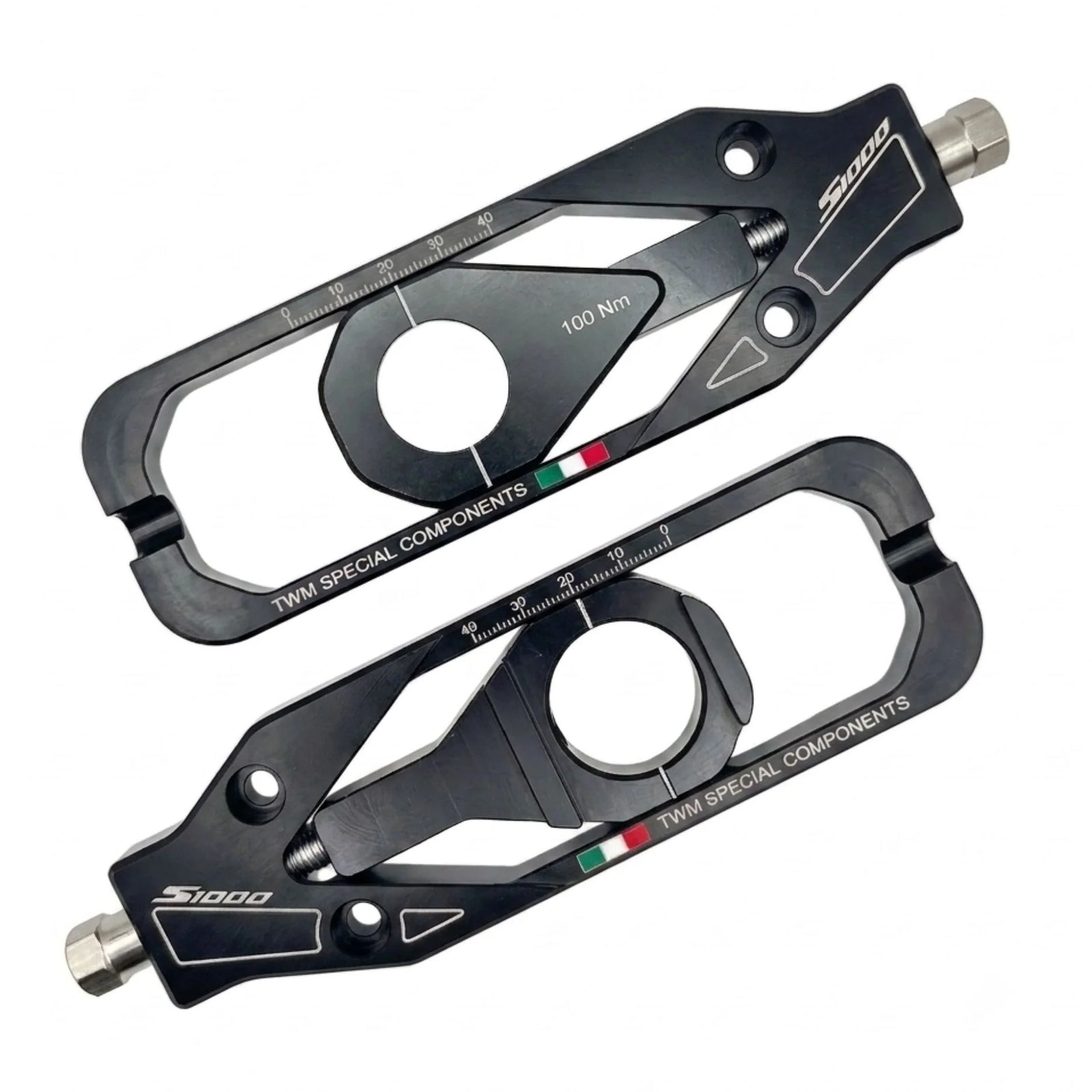 TWM CNC Aluminum Chain Adjusters for BMW - TCBMW.01 in Black - Set Photo - TCBMW.01.N