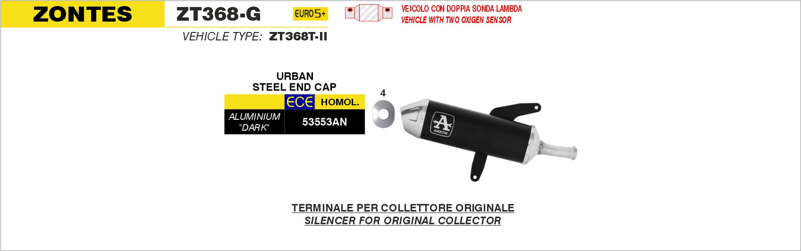 Arrow 53553AN Urban Aluminium Dark Slip On With Steel End Cap