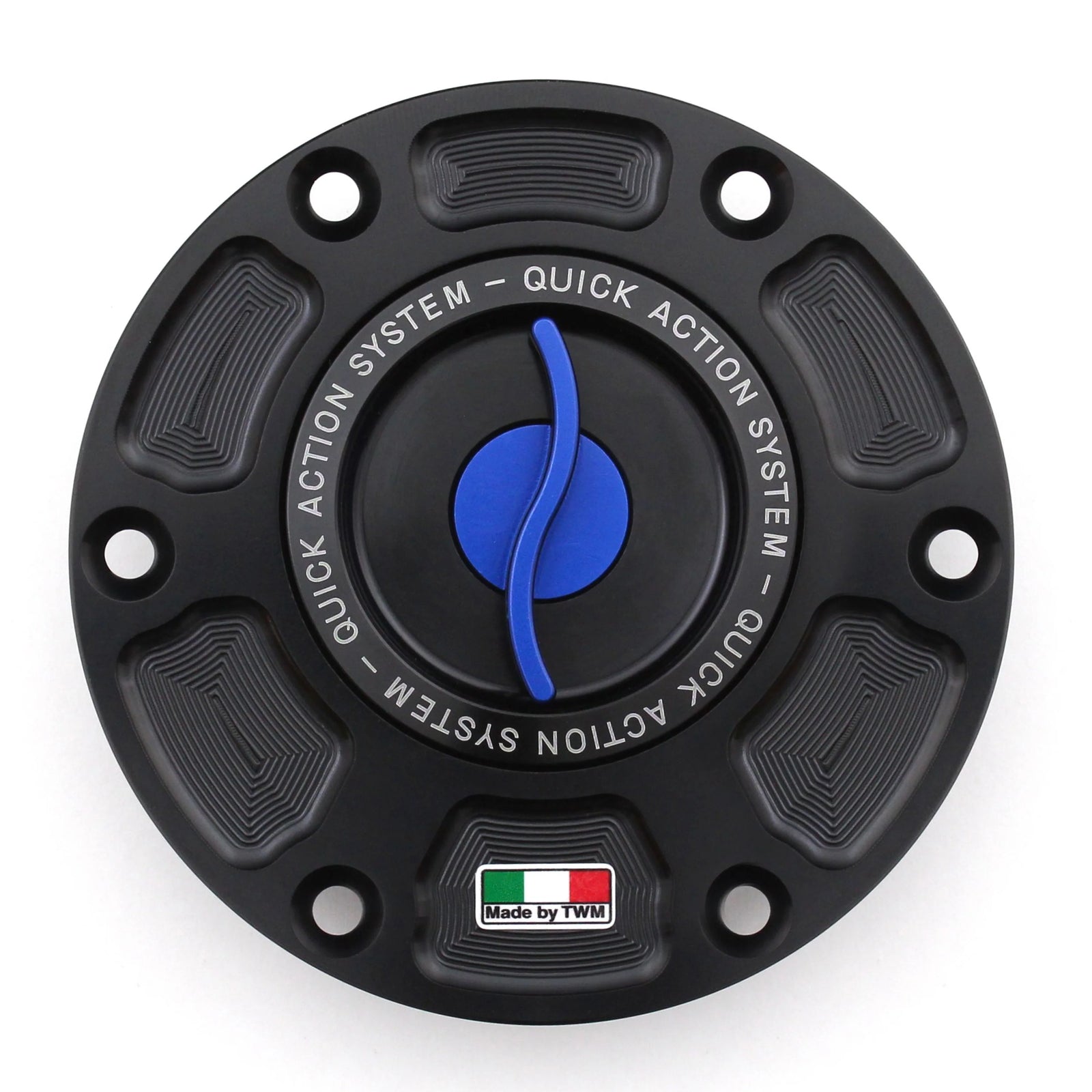TWM CNC Aluminum Gas Cap / Fuel Cap with Blue Center Cap for Aprilia Motorcycles