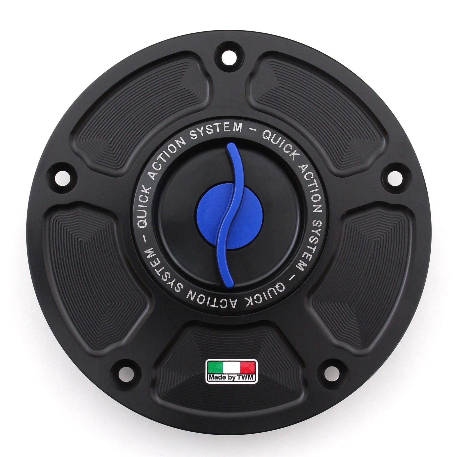 TWM CNC Aluminum Gas Cap / Fuel Cap with Blue Center Cap for Honda Motorcycles