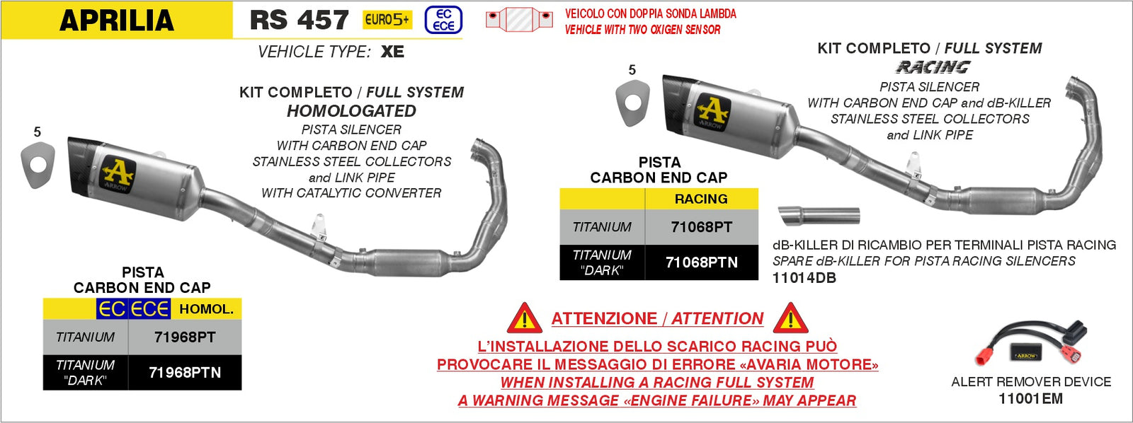 Arrow 71068PTN Racing Full System With Pista Titanium Dark Slip On
