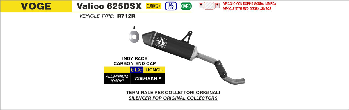 Arrow 72694AKN Indy Race Aluminium Dark Slip On With Carbon End Cap