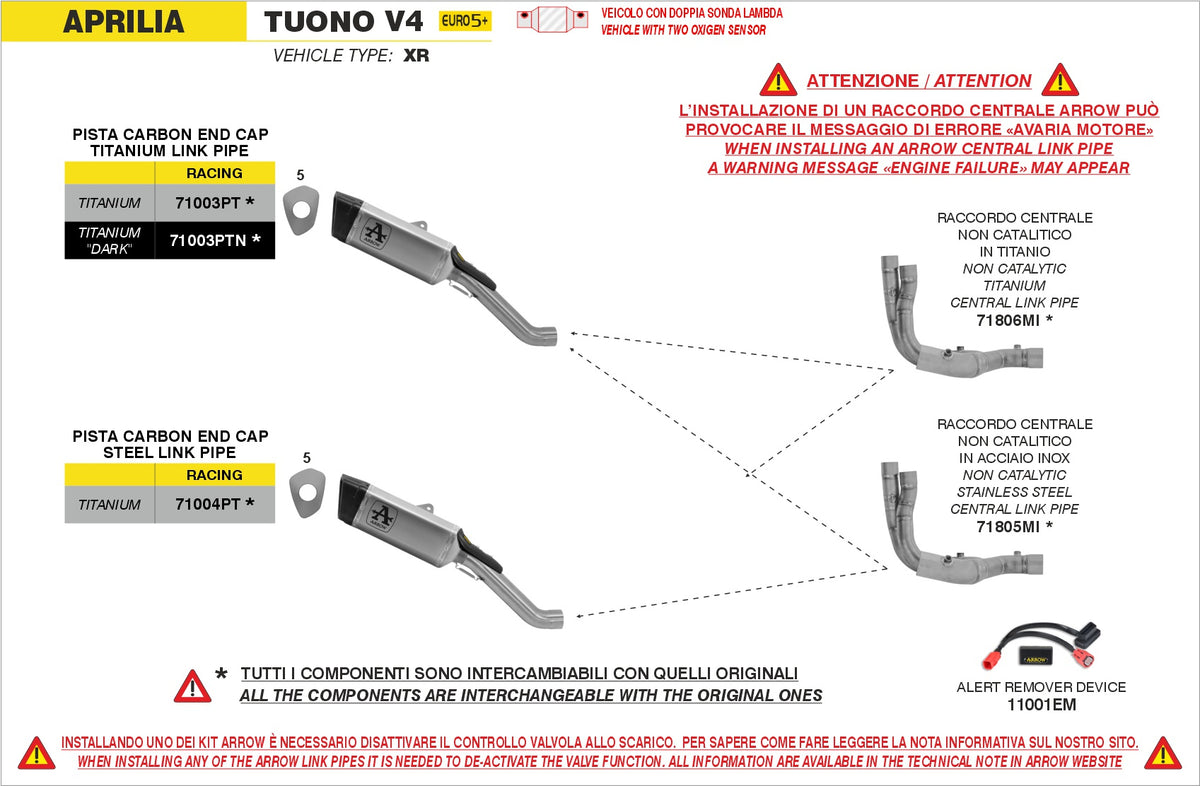 Arrow 71003PT Pista Titanium Slip On With Titanium Link Pipe