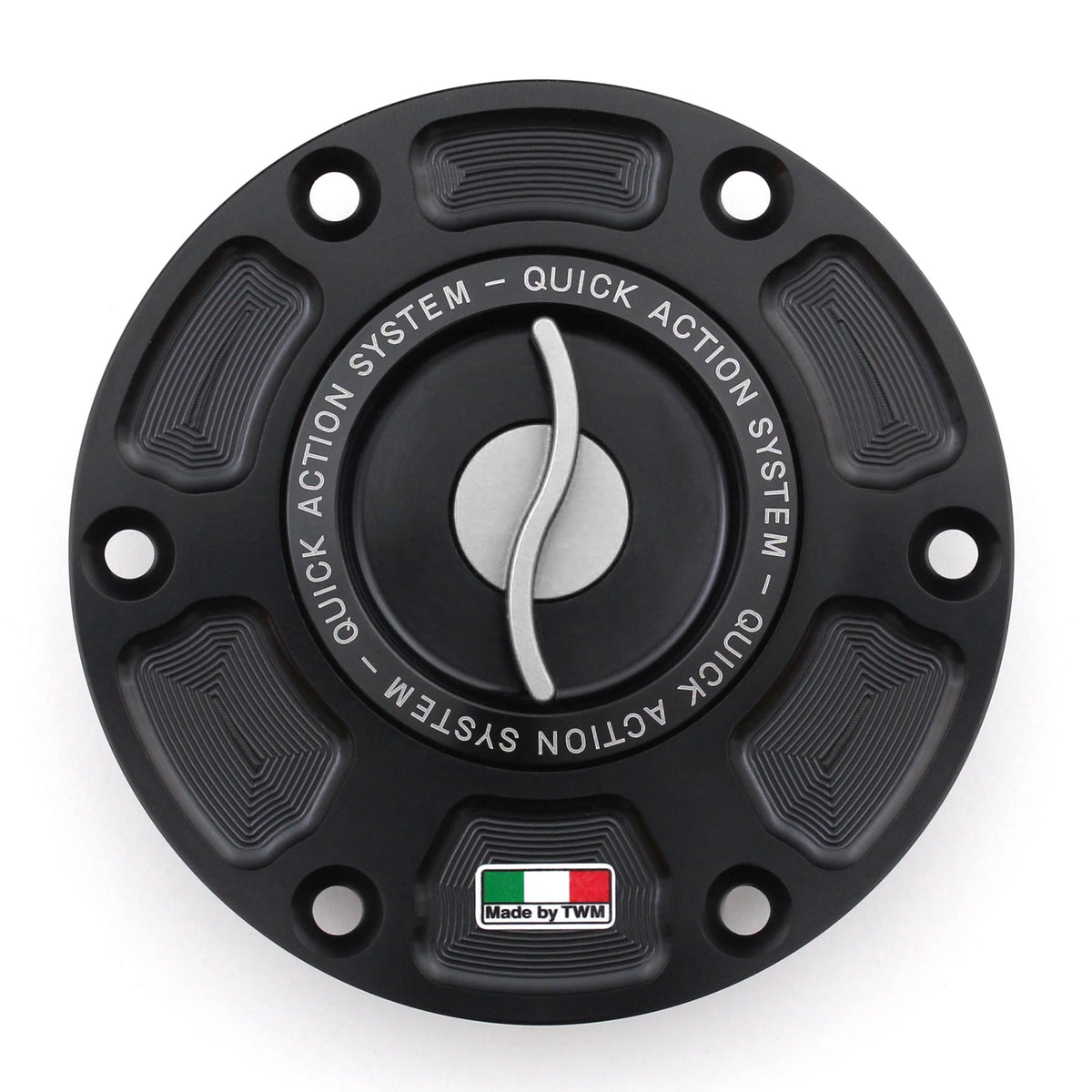 TWM CNC Aluminum Gas Cap / Fuel Cap with Silver Center Cap for Aprilia Motorcycles