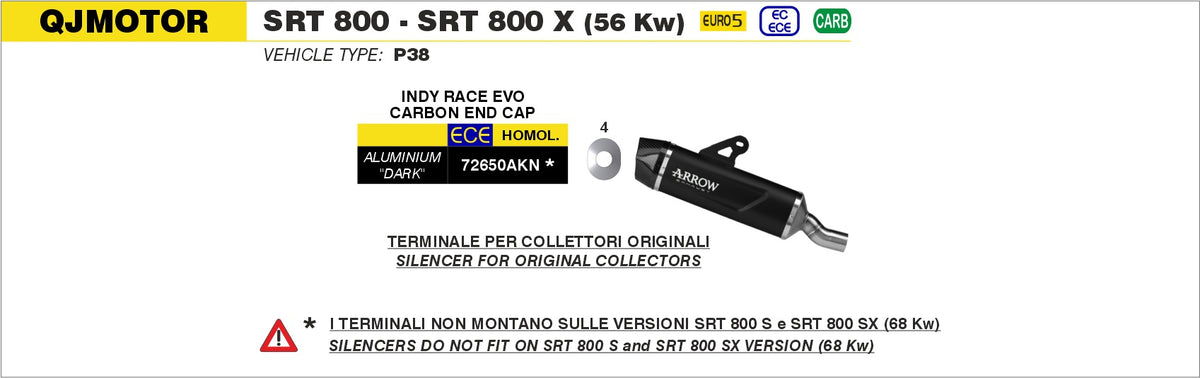 Arrow 72650AKN Indy Race EVO Aluminium Dark Slip On With Carbon End Cap