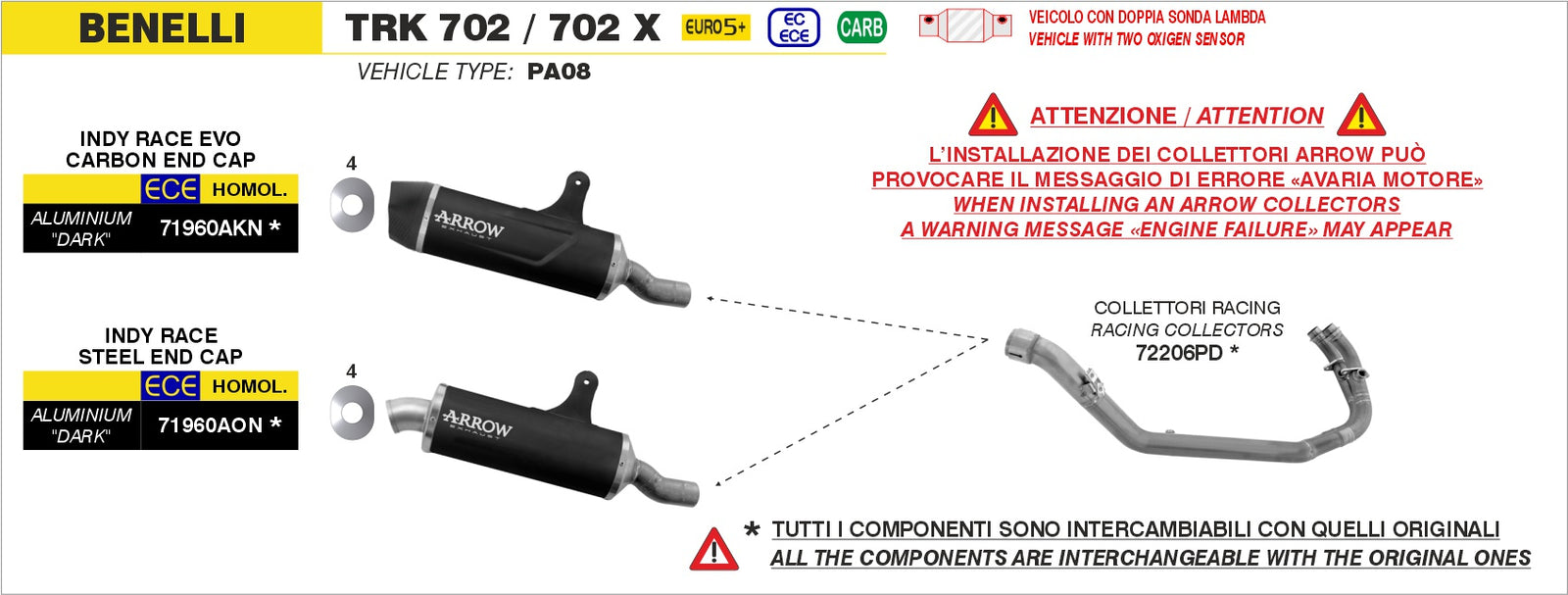 Arrow 71960AKN Indy Race EVO Aluminium Dark Slip On With Carbon End Cap