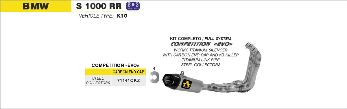 Arrow 71141CKZ COMPETITION Full System With dBKiller With Carbon End Cap