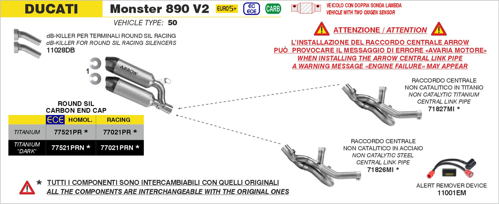 Arrow 77521PRN Round-Sil Titanium Dark Road Approved Double Slip On (Upper & Lower) With Carbon End Cap