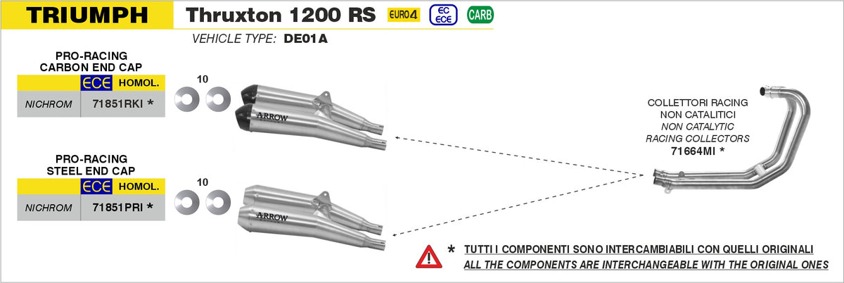 Arrow 71851RKI Nichrom Pro-Racing Slip Ons (Right & Left) With Carbon End Cap
