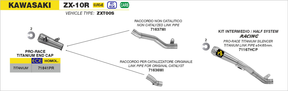 Arrow 71637MI Non Catalized Link Pipe For Arrow Slip Ons