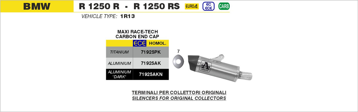 Arrow 71925AKN Maxi Race-Tech Aluminium Dark Slip On With Carbon End Cap