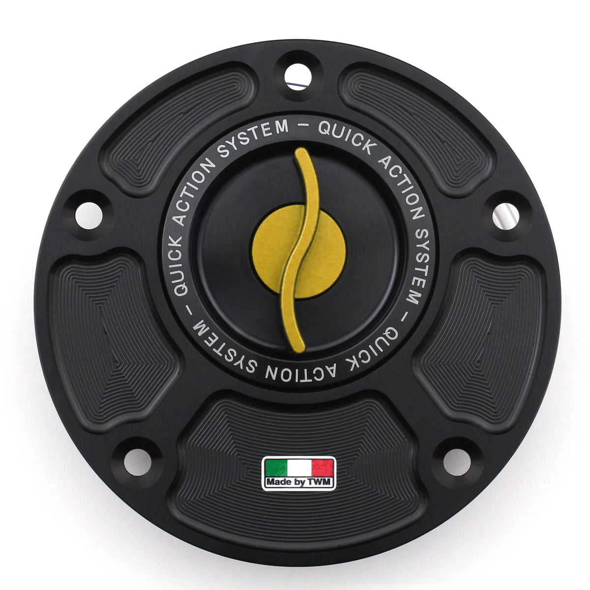 TWM CNC Aluminum Gas Cap / Fuel Cap with Gold Center Cap for Yamaha Motorcycles