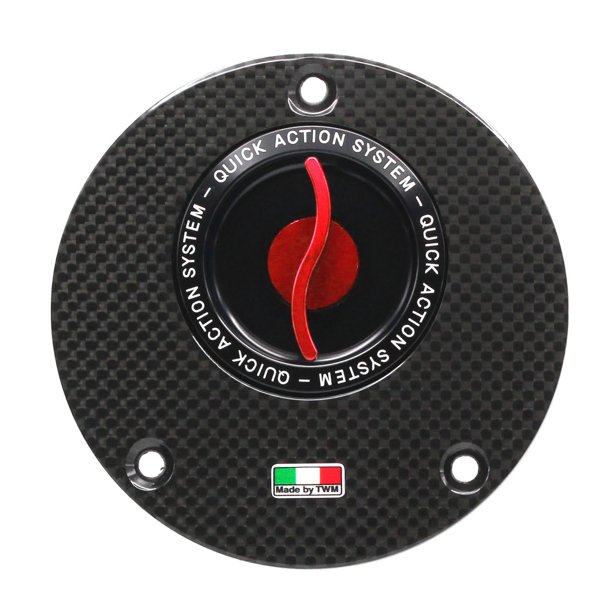 TWM Flat Carbon Gas Cap / Fuel Cap with Red Center Cap for Yamaha Motorcycles