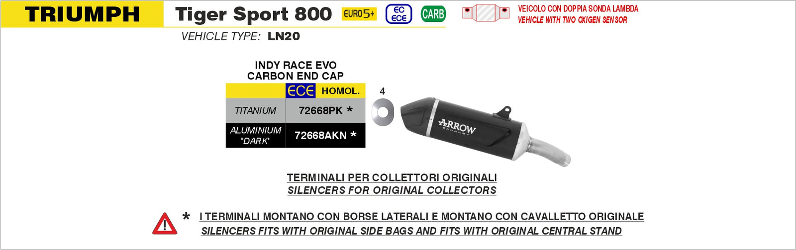 Arrow 72668PK Indy-Race EVO Titanium Slip On With Carbon End Cap