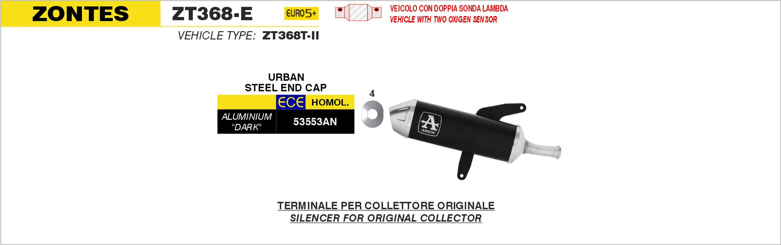 Arrow 53553AN Urban Aluminium Dark Slip On With Steel End Cap