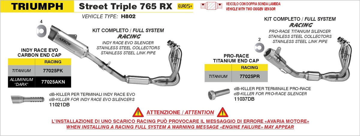 Arrow 77025AKN Full System With Indy Race EVO Aluminium Dark Slip Ons