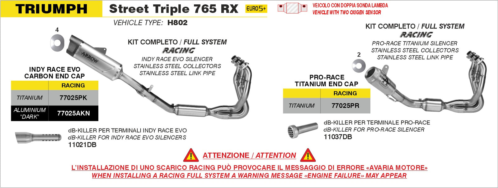 Arrow 77025AKN Full System With Indy Race EVO Aluminium Dark Slip Ons