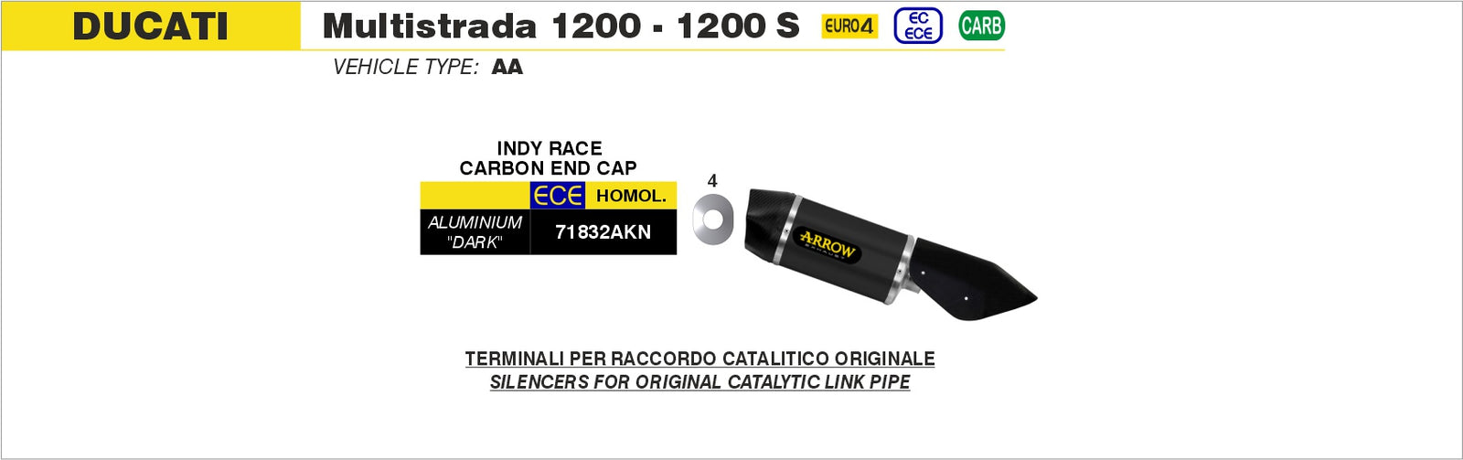 Arrow 71832AKN Indy Race Aluminium Dark Slip On With Carbon End Cap