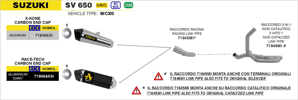 Arrow 71645MI Link Pipe For Arrow Slip Ons
