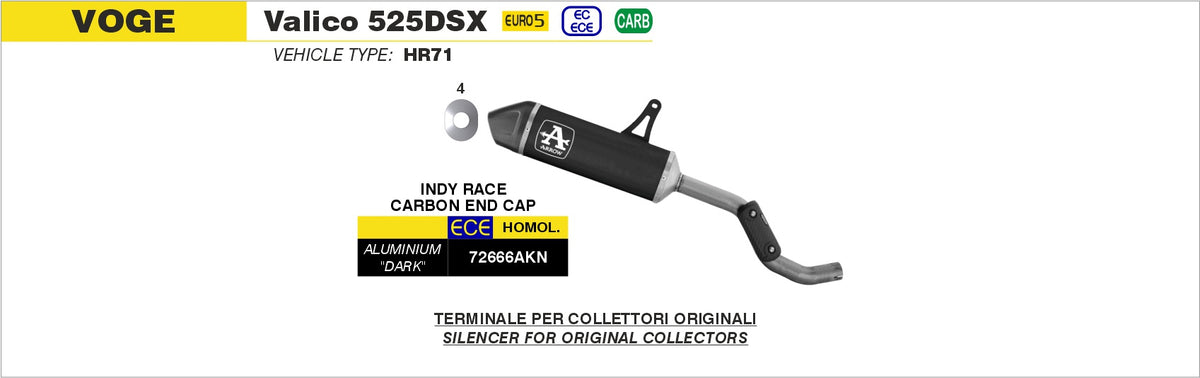 Arrow 72666AKN Indy Race Aluminium Dark Slip On With Carbon End Cap