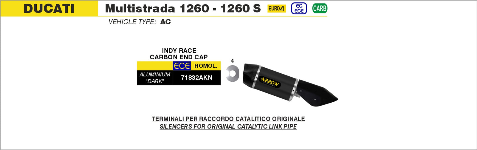 Arrow 71832AKN Indy Race Aluminium Dark Slip On With Carbon End Cap