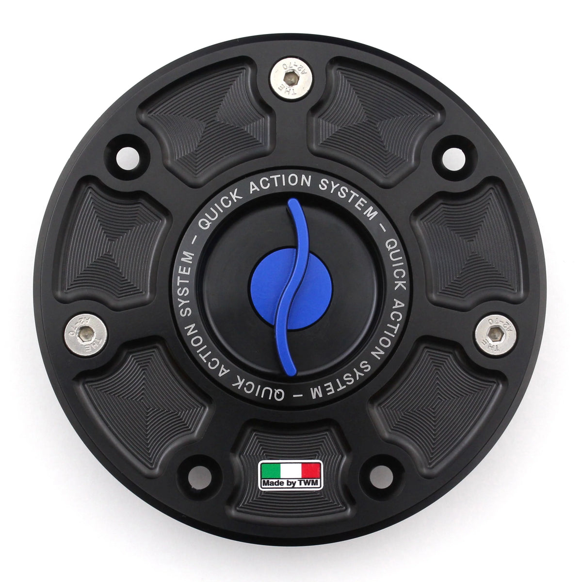 TWM CNC Aluminum Gas Cap / Fuel Cap with Blue Center Cap for KTM Motorcycles