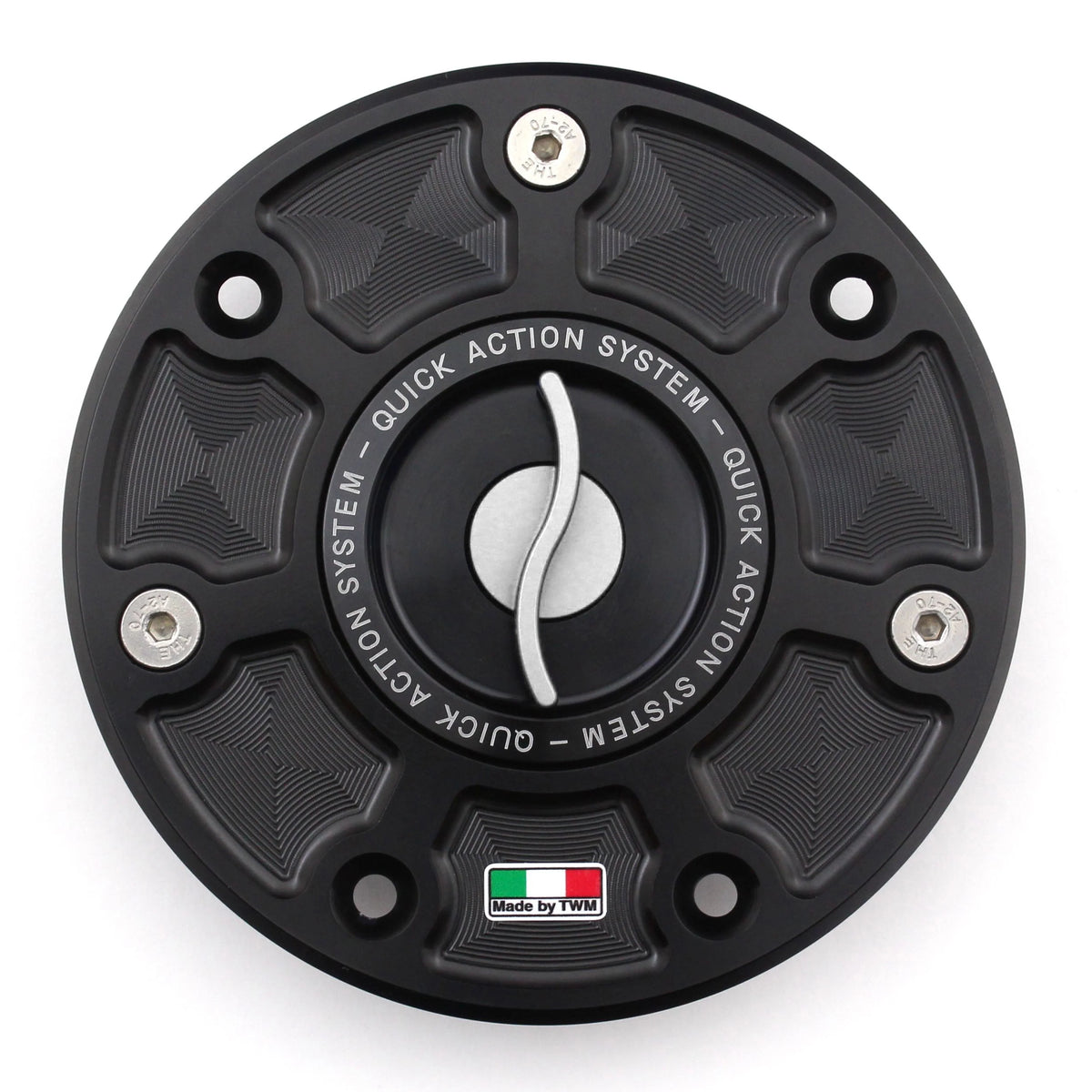 TWM CNC Aluminum Gas Cap / Fuel Cap with Silver Center Cap for KTM Motorcycles